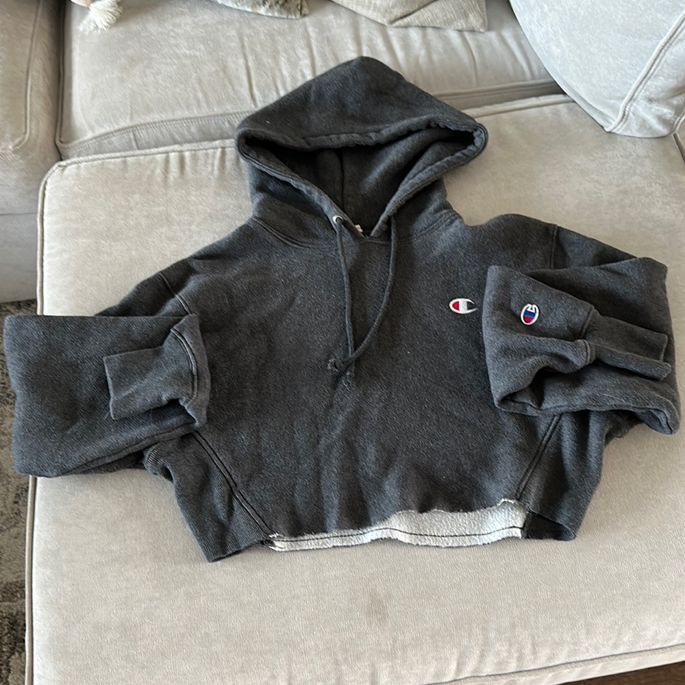 Champion cropped hoodie - Dark Grey - XS